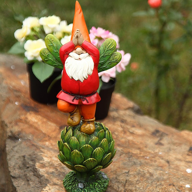 Topadorn Vegetable Garden Prayer Gnome on Green Plant, Hand-Painted Outdoor Statue for Yard & Patio, Idea - Image 2